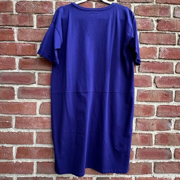 Eileen Fisher $158 Women's Organic Cotton Jersey Round-Neck Dress purple small - Picture 7 of 8